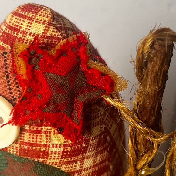 Vintage Folk Art Santa Christmas Decoration Primitive Rustic Fabric Holiday 11” - Picture 12 of 16